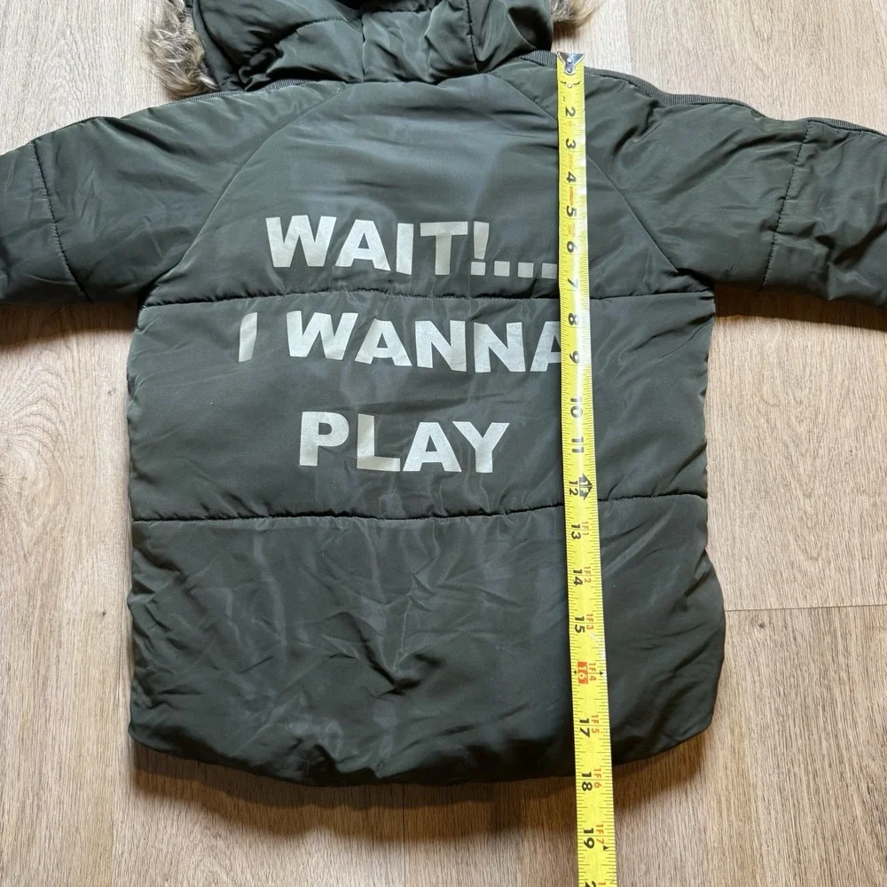ZARA Baby Olive puffer HOOD Jacket Long Sleeve warm 
